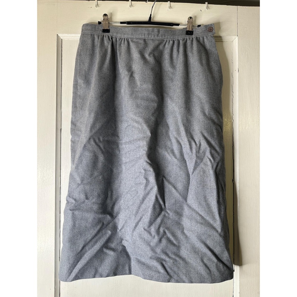 Vintage Pendleton Gray Wool Midi Skirt Womens Size 14 Made in USA Solid Gray